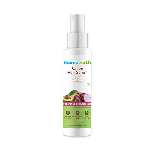 Product Cover Mamaearth Onion Hair Serum For Silky & Smooth Hair, Tames Frizzy Hair, with Onion & Biotin for Strong, Tangle Free & Frizz-Free Hair - 100 ml
