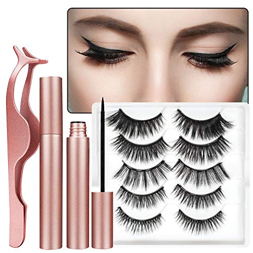 Product Cover Best Magnetic Eyelashes and Eyeliner Kit, 5 Pairs of Natural Soft False Eyelashes with Waterproof Texture And Delicate Smooth Eyeliner,Easy to Wear and Reusable