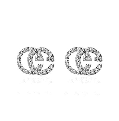 Product Cover RC 925 Sterling Silver Cubic Zircons Goldfish Letter G Stud Earrings Gift for women and girls
