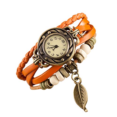 Product Cover PASHY Women Vintage Bracelets Lady Bohemia Wind Beaded Multilayer Hand Woven Bracelet Wood Charm Bangles Jewelry(Orange)