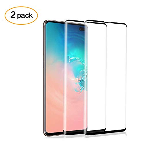 Product Cover Keklle Galaxy S10 Plus Screen Protector,[2 Pack][Full Coverage][Bubble Free][High Definition] Anti-Scratch 3D Curved Tempered Glass Screen Protector for Samsung S10 Plus (Black)