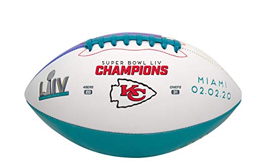 Product Cover Rawlings 2019-2020 Official Decorated NFL Super Bowl 54 Champions Kansas City Chiefs Football, Full Size, with Display Tee