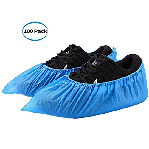 Product Cover Sendke Shoe Covers Disposable 100 Pack（50 Pairs）X-Large Premium Waterproof Slip Resistant Boot & Shoe Covers for Construction, Workplace, Indoor Carpet Floor Protection Stretchable