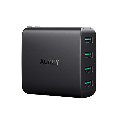 Product Cover AUKEY USB Charger 4 Ports with Foldable Plug, USB Wall Charger Compatible with iPhone 11 Pro Max / 11, Samsung Galaxy Note8 / S8, iPad Pro/Air 2 / Mini 4 and More